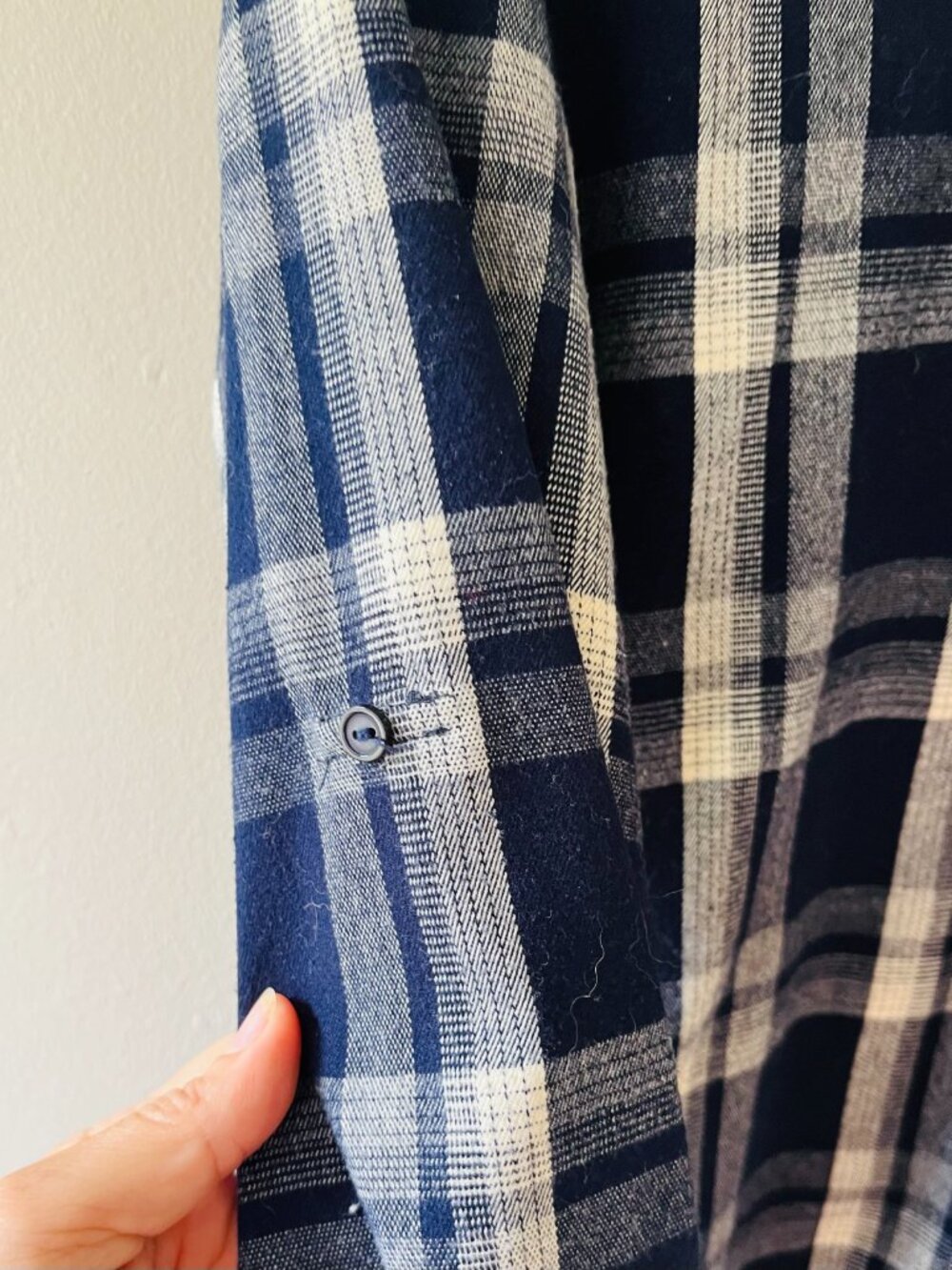 Lulus Sz S Navy Blue Plaid Shirt flannel Midi Dress with pockets Button down - Picture 7 of 10